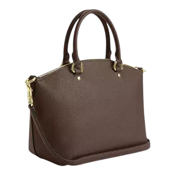 COACH SADIE SATCHEL BAG CROSSGRAIN LEATHER IN DARK STONE ADJUST. CROSSBODY NEW - Picture 14 of 16